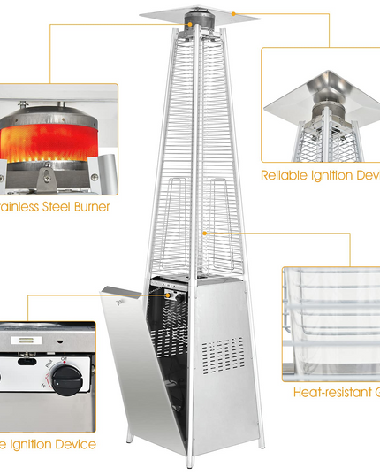 Giantex Outdoor Propane Patio Heaters, 42,000 BTU Pyramid Style Gas Porch and Deck Heater w/Dancing Flame