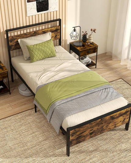 Cadres de lit plateforme en métal Giantex (taille double/complète/King/Queen) avec tête et pied de lit en bois