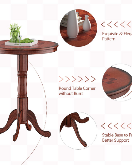 Giantex 3 Pcs Pub Table Set, Wooden Pub Pedestal Side Table w/Stable Base