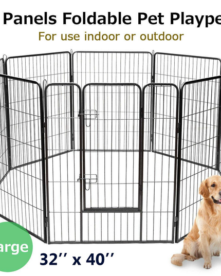 Giantex 8 Panel Pet Playpen with Door, Foldable Dog Exercise Pen (40")