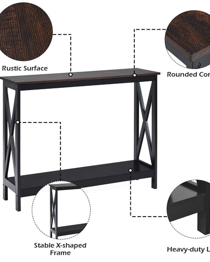 Giantex Console Table 2-Tier with Storage Shelf,X-Design Bookshelf