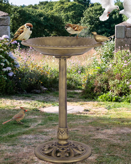 Giantex 28 Inch Height Pedestal Bird Bath Feeder Freestanding Antique Outdoor Garden Yard Patio Decor
