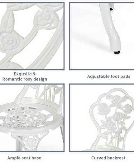 Giantex 3 Piece Bistro Set, Cast Aluminum Porch Furniture, Outdoor Patio Dining Table and Chairs with Umbrella Hole