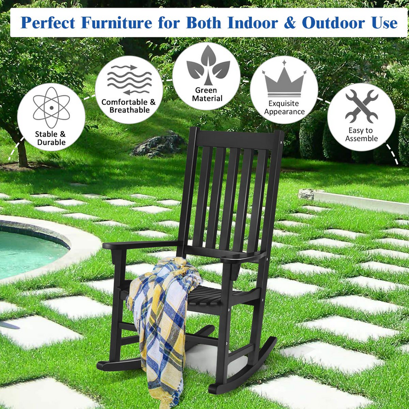 Giantex Rocking Chair Acacia Wood Frame Outdoor& Indoor