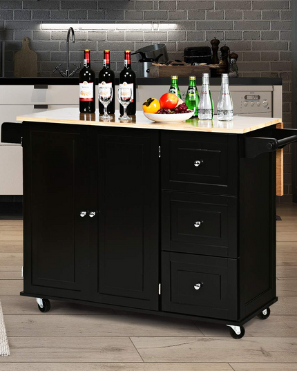 Giantex Kitchen Island Cart with Drop-Leaf Tabletop