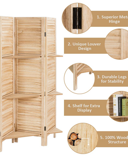 Giantex 4 Panel 5.6 Ft Tall Wood Room Divider