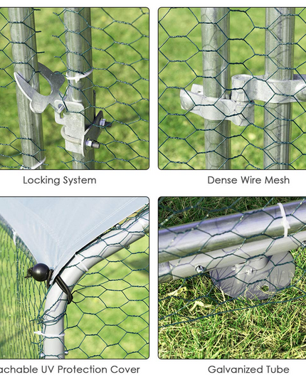 Large Metal Walk-in Chicken Coop with Waterproof Cover