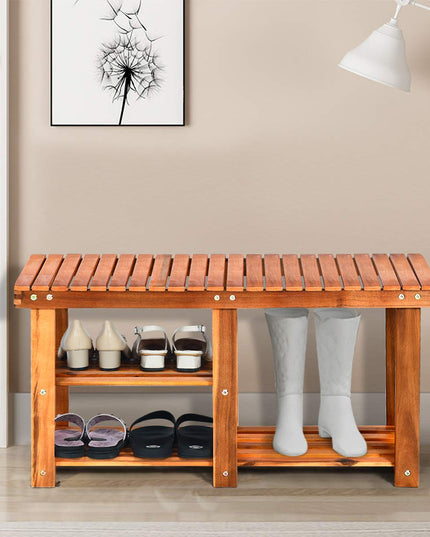 Giantex 2-Tier Shoe Bench Entryway Shoe Rack with Seat