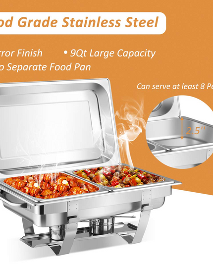 Giantex 2 Packs Chafing Dish 9 Quart Chafer Dishes Buffet Set