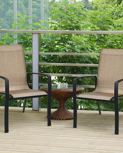 Giantex Metal Camping Chairs with High Backrest Armrest for Porch Deck Pool Beach Yard