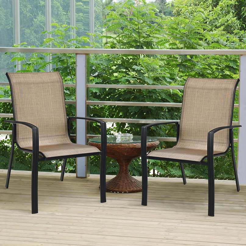 Giantex Metal Camping Chairs with High Backrest Armrest for Porch Deck Pool Beach Yard
