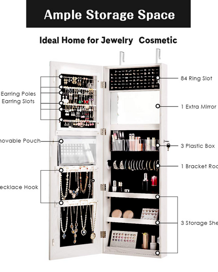 CHARMAID Jewelry Cabinet with LED Touch Screen Mirror
