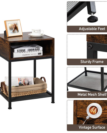 Giantex End Table Industrial W/Open Compartment
