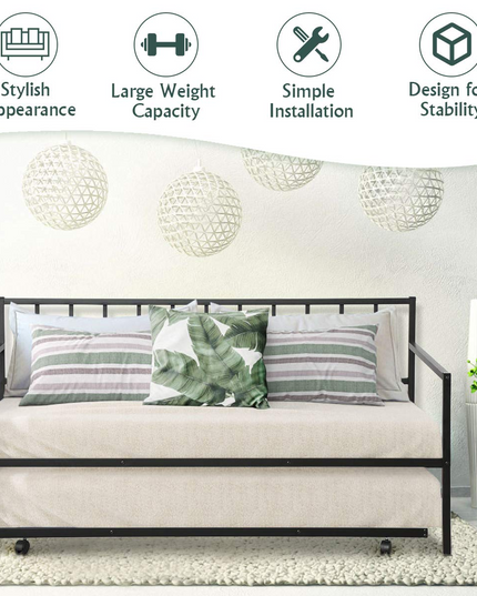 Giantex Twin Size Daybed and Trundle Frame Set
