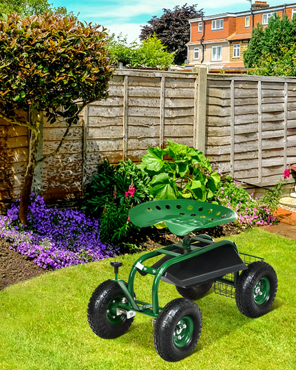 Giantex Mobile Garden Workseat, Lawn Wagon Cart