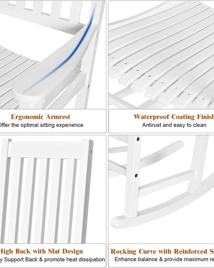 Giantex Rocking Chair Acacia Wood Frame Outdoor& Indoor
