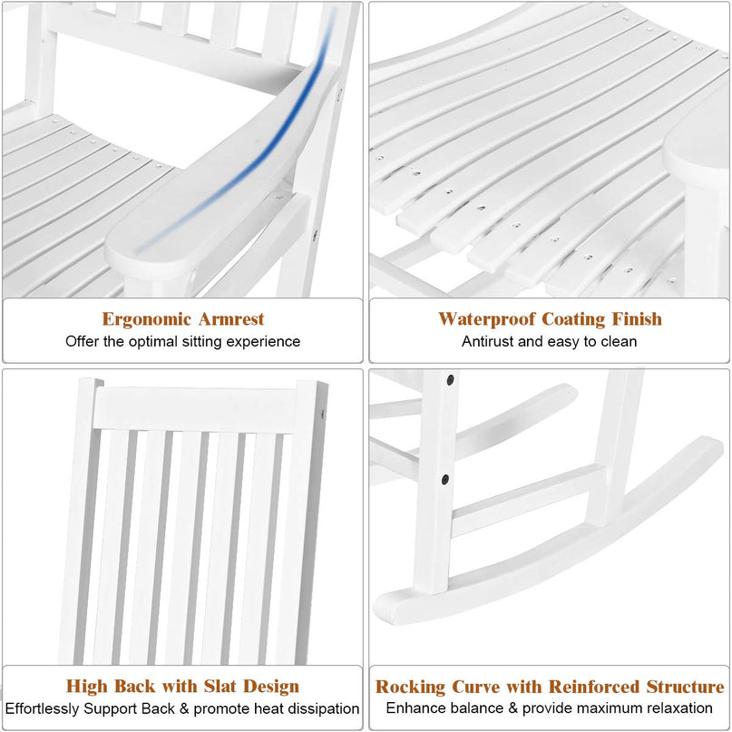Giantex Rocking Chair Acacia Wood Frame Outdoor& Indoor