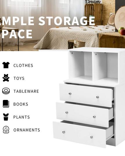 Dresser with 3 Drawers and 2 Cubbies Functional Organizer