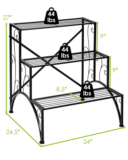 Giantex 3 Tiers Metal Plant Stand, Ladder Plant Display Rack Large Flower Pots Holder