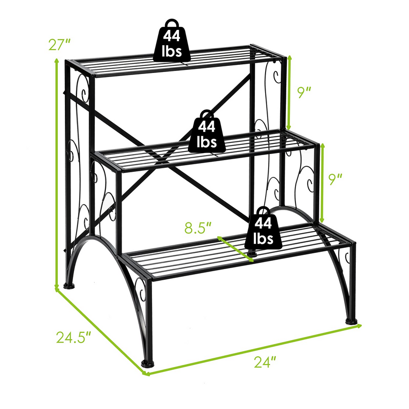 Giantex 3 Tiers Metal Plant Stand, Ladder Plant Display Rack Large Flower Pots Holder