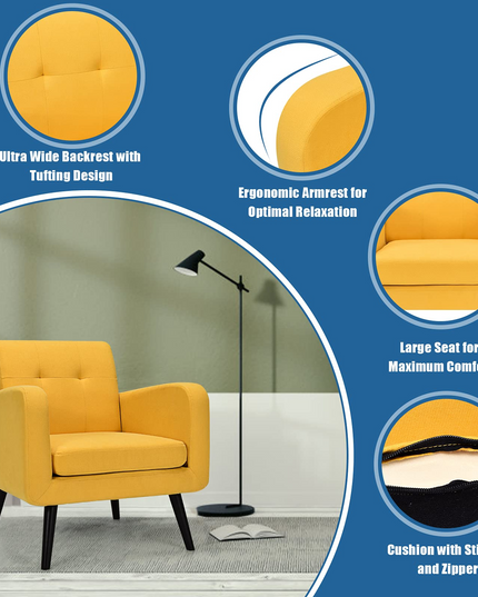 Set of 2 Modern Upholstered Accent Chairs - Giantex