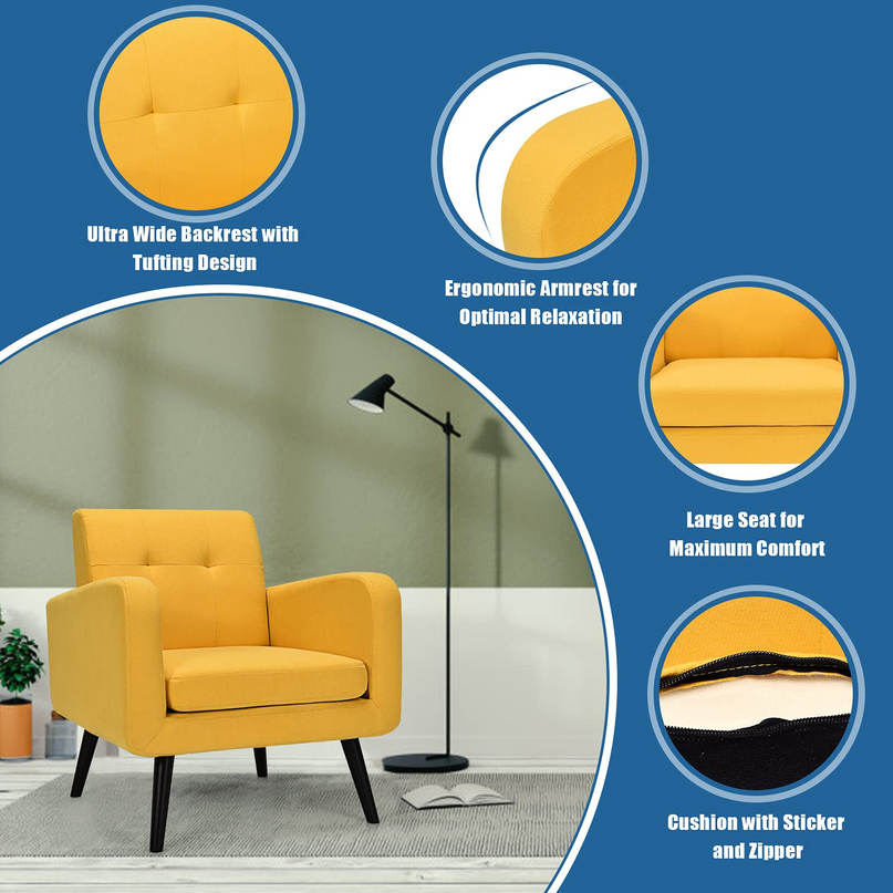 Set of 2 Modern Upholstered Accent Chairs - Giantex