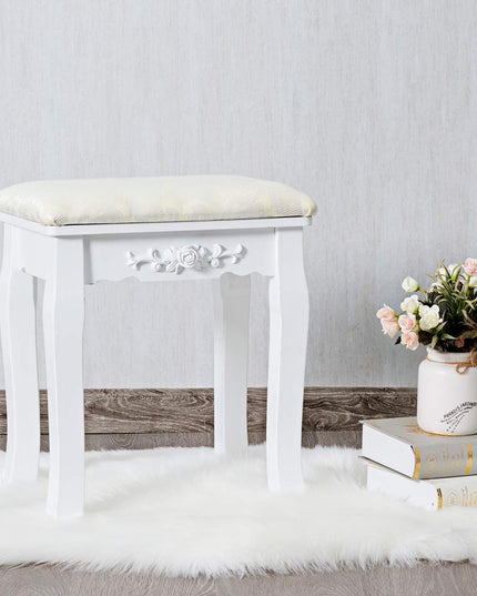 Giantex Vanity Stool Makeup Bench Dressing Stools Retro Wave Foot Floor Pad