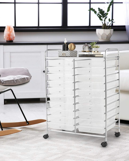 Giantex Storage Drawer Carts, 20-Drawer Organizer, Utility Cart on Wheels
