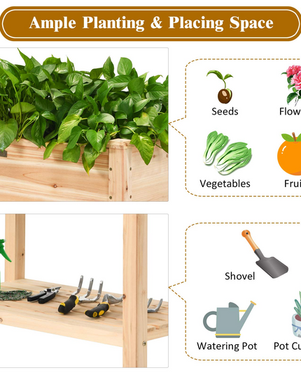 Outdoor Planter Box W/Shelf for Garden Patio Backyard