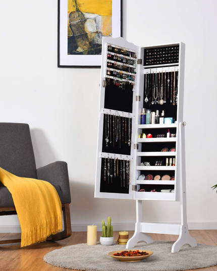 Jewelry Cabinet Armoire Lockable with Mirror - Giantex