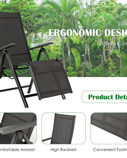 Giantex Reclining Patio Chairs Folding Lounge Chair