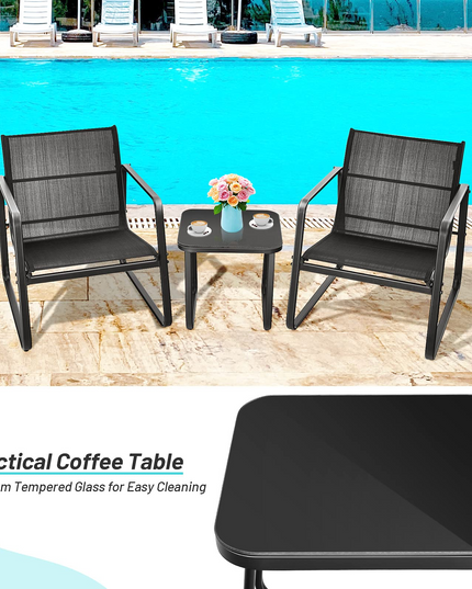Giantex 3 Pieces Patio Furniture Set, Outdoor Bistro Set with Rustproof Steel Frame