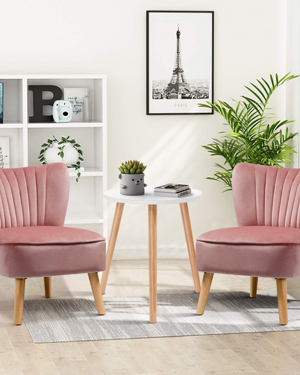 Giantex 3pcs Velvet Accent Chair with End Table Set