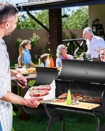 Giantex BBQ Grill Charcoal Barbecue Grill Outdoor Pit Patio Backyard Home Meat Cooker Smoker with Offset Smoker