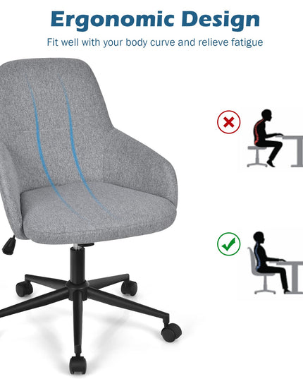 Fabric Office Chair, Upholstered Linen Leisure Chair