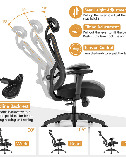 Giantex Ergonomic Office Chair with Adjustable Lumbar Support