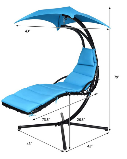 Hanging Chaise Lounger Chair, Arc Stand Porch Swing Chair - Giantex