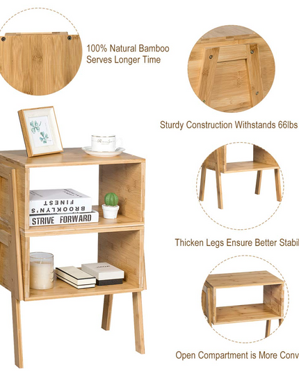 Giantex Bedroom Stackable End Table (Natural)