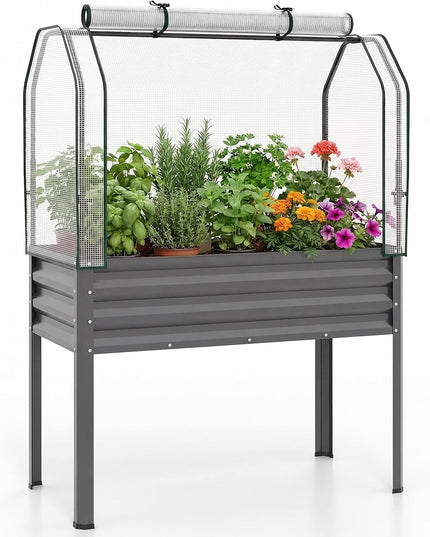 Giantex 44x22x60 Raised Garden Bed with Legs & Greenhouse Cover (1/2)