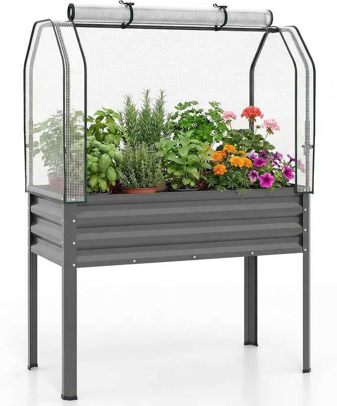 Giantex 44x22x60 Raised Garden Bed with Legs & Greenhouse Cover (1/2)