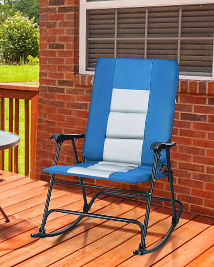 Giantex Camping Rocking Chair Fold-able Oversized with Padded Armrest and Seat