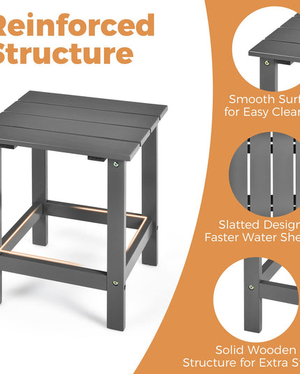 Outdoor Side Table, 15 Square Wood End Table with Slatted Design