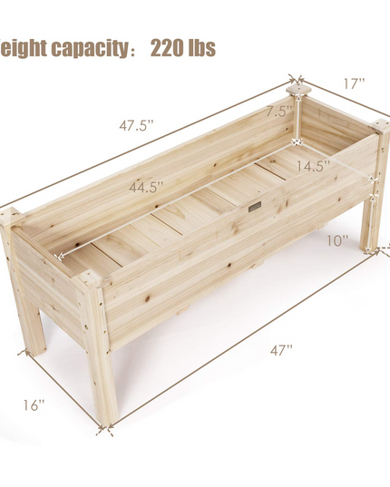 Wood Planter Box with Legs, 47.5"L x 17"W x 20"H