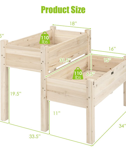 Set of 2 Raised Garden Bed, 34" x 33.5" x 28.5" (L x W x H)