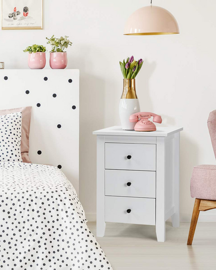 Giantex Nightstand W/ 3 Drawers Large Storage Space, Solid Structure and Stable Frame (1)
