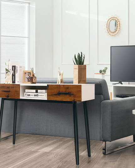 Giantex 48" Console Table, Industrial Style Sofa Table w/ 2 Drawers & Middle Open Shelf