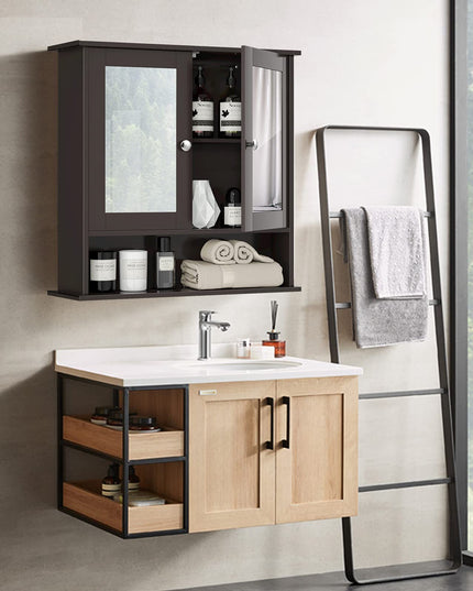 Bathroom Wall Cabinet with 2 Mirror Doors and Adjustable Shelf