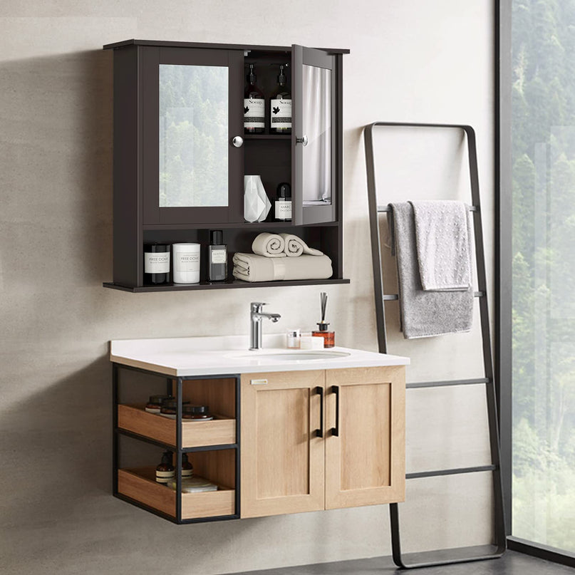 Bathroom Wall Cabinet with 2 Mirror Doors and Adjustable Shelf