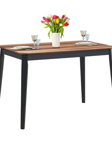 Wood Dining Table, Rectangular Kitchen Table (Walnut & Black) - Giantexus