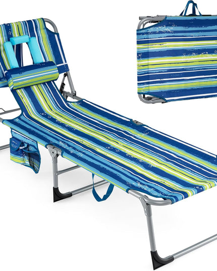 Chaise longue de plage pliante Giantex Face Down avec dossier réglable à 4 positions (1/2)